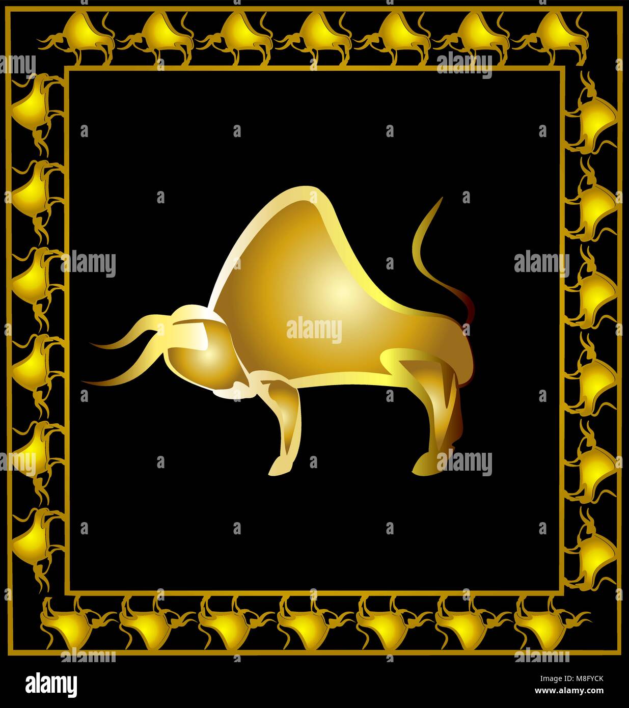 abstract golden bull Stock Vector