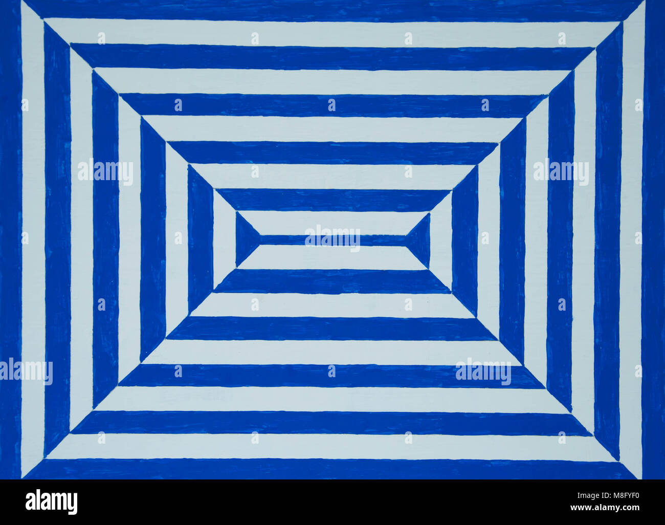 Hand painted blue and white optical illusion Stock Photo
