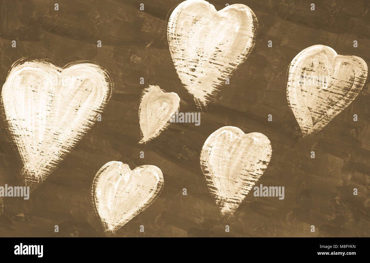 Hand painted love hearts Stock Photo