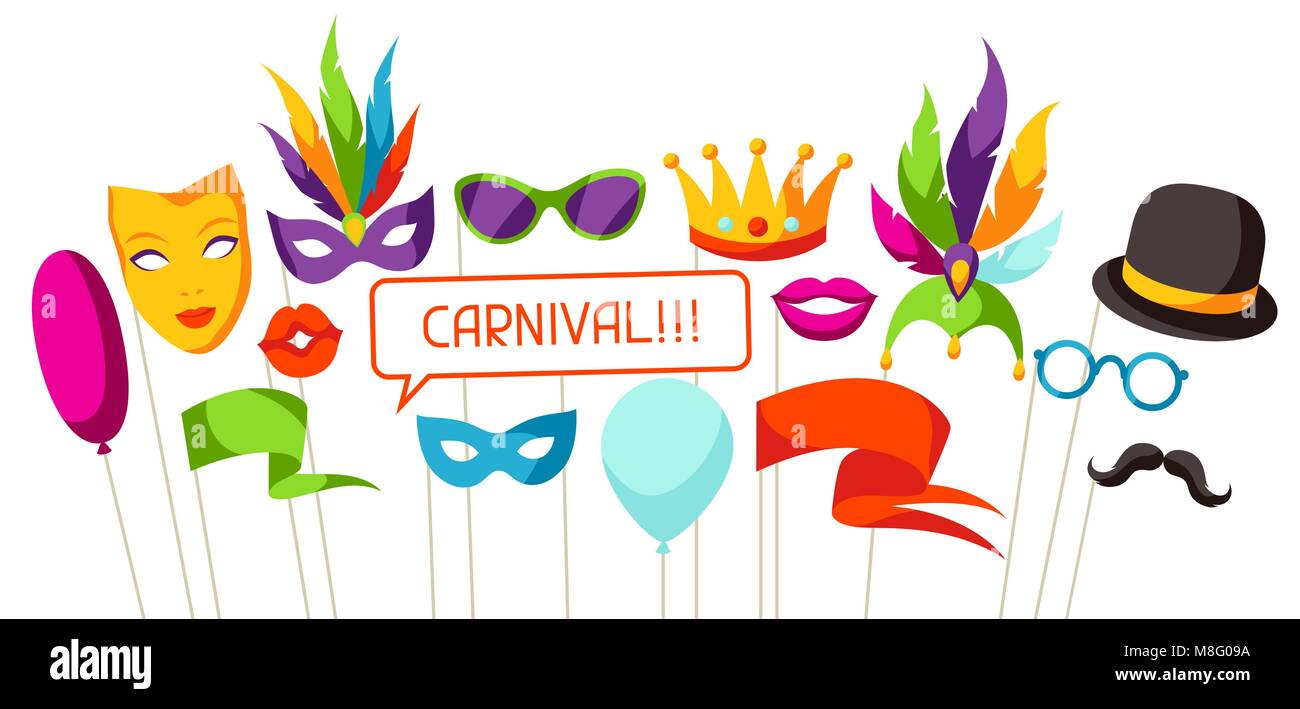 Carnival photo booth props. Accessories for festival and party Stock ...