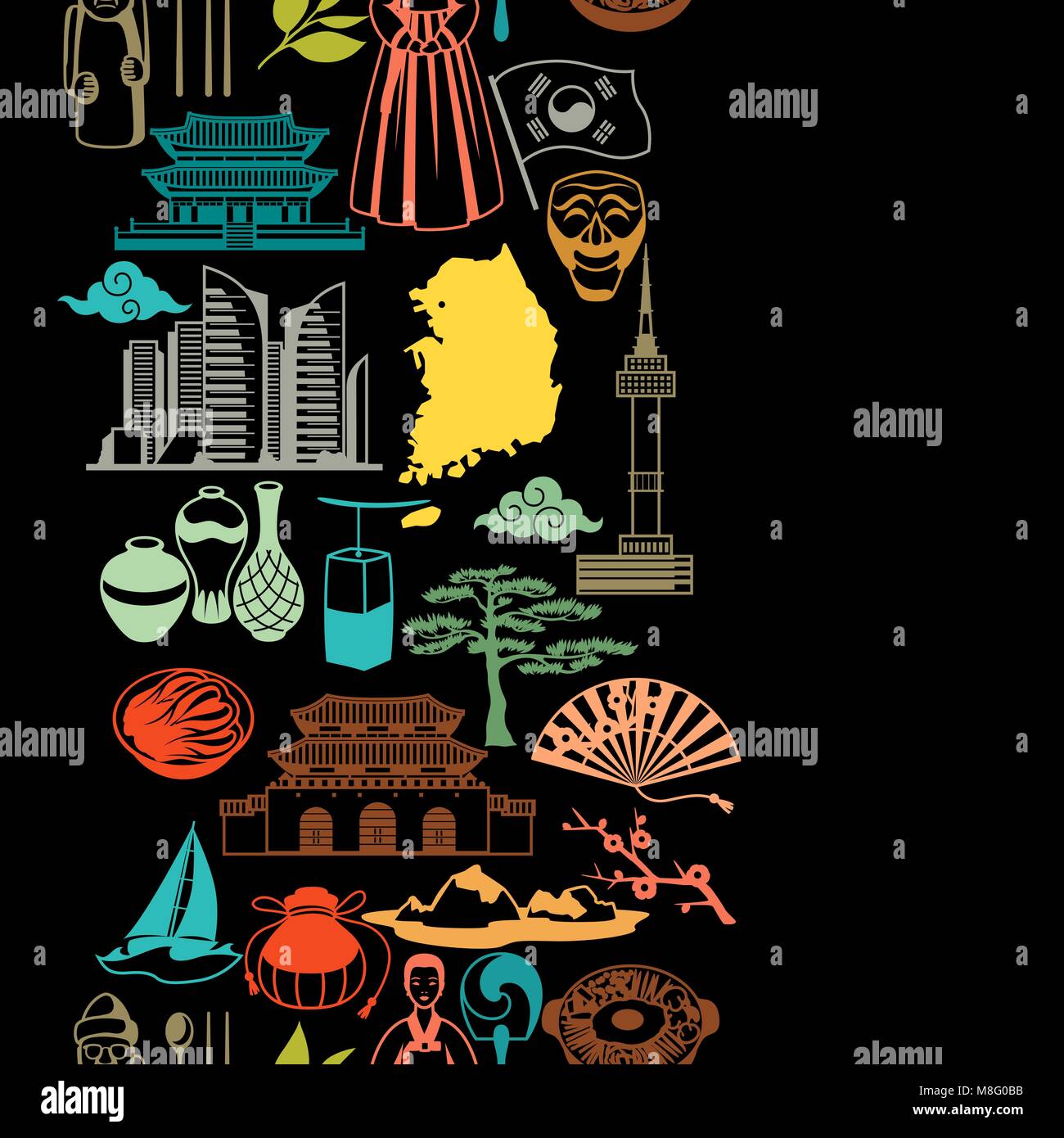 Korea seamless pattern. Korean traditional symbols and objects Stock ...