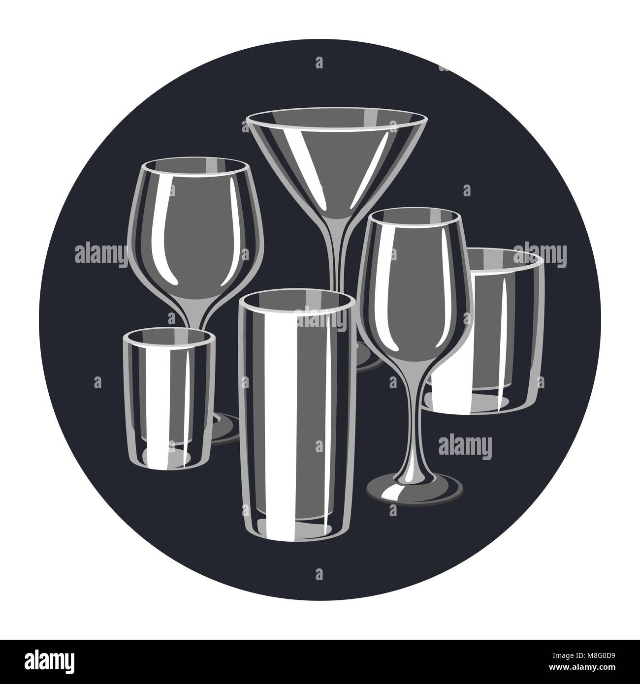 Types of bar glasses. Set of alcohol glassware Stock Vector Image & Art