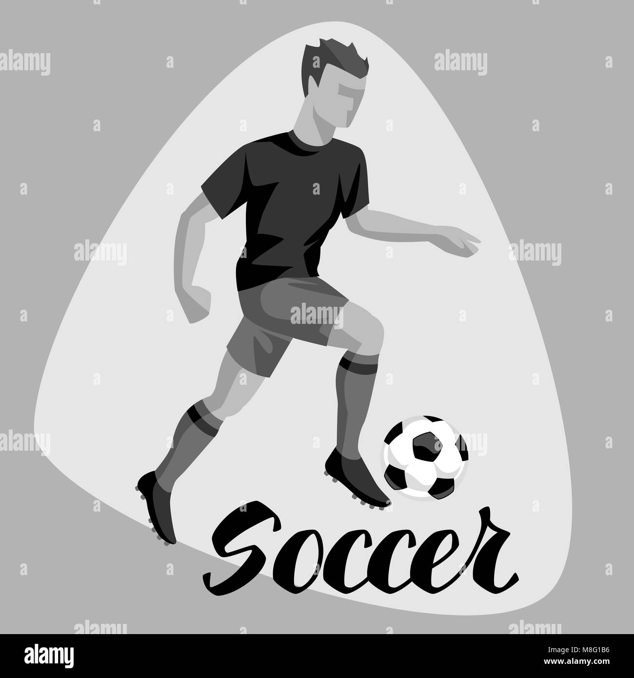Soccer player with ball. Sports football illustration Stock Vector