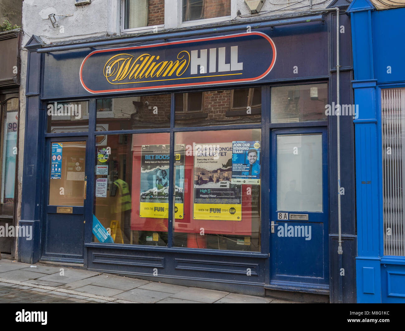 William Hill betting shop, Stockport Town Centre Shopping area, Merseyway Stock Photo