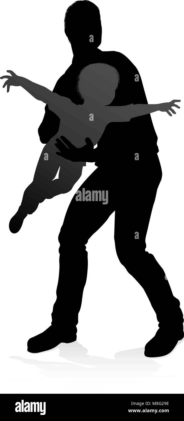 Father and Child Family Silhouette Stock Vector
