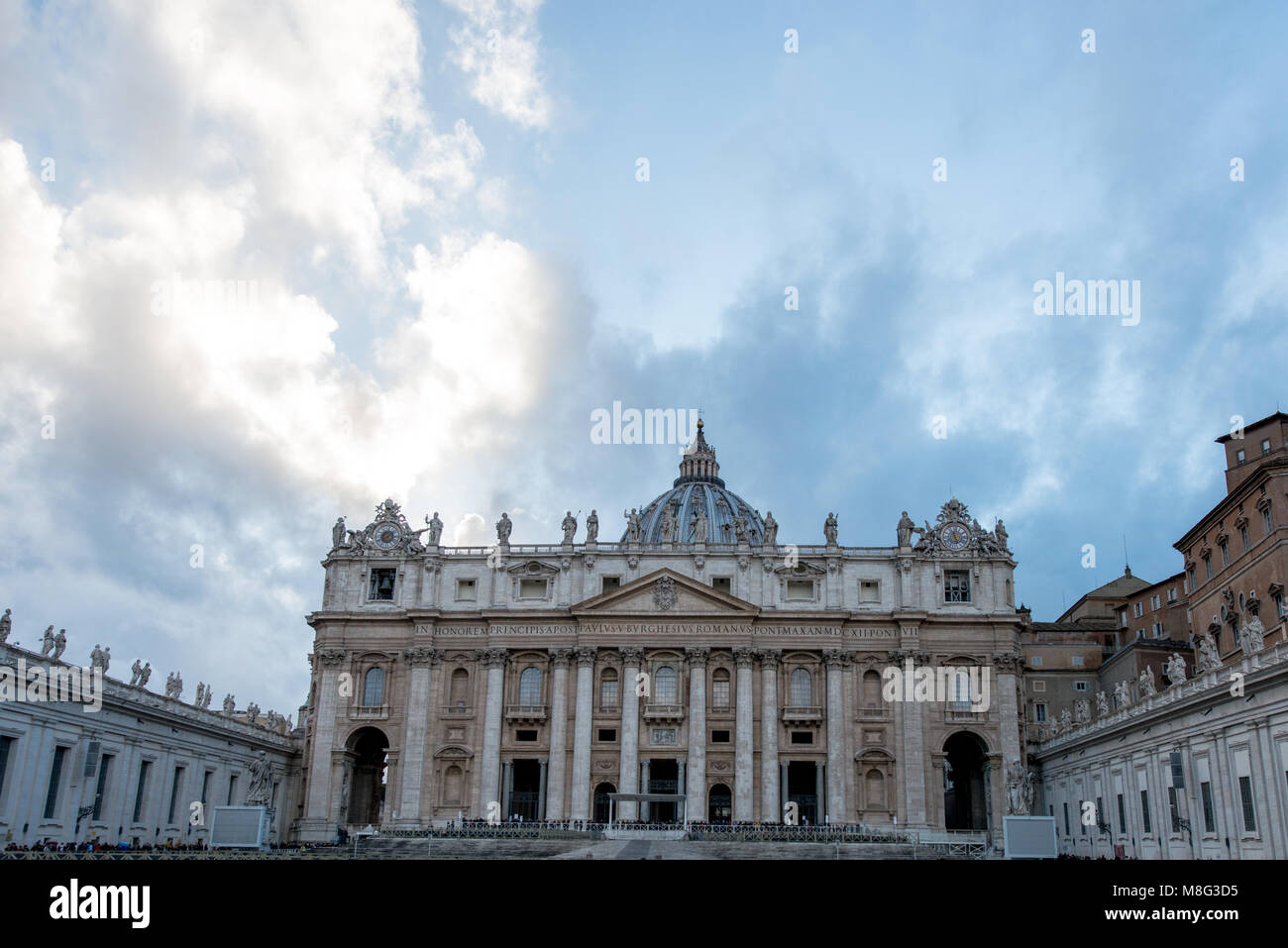 Horizontal picture of the St Peter's Basilica in Vatican during cloudy ...