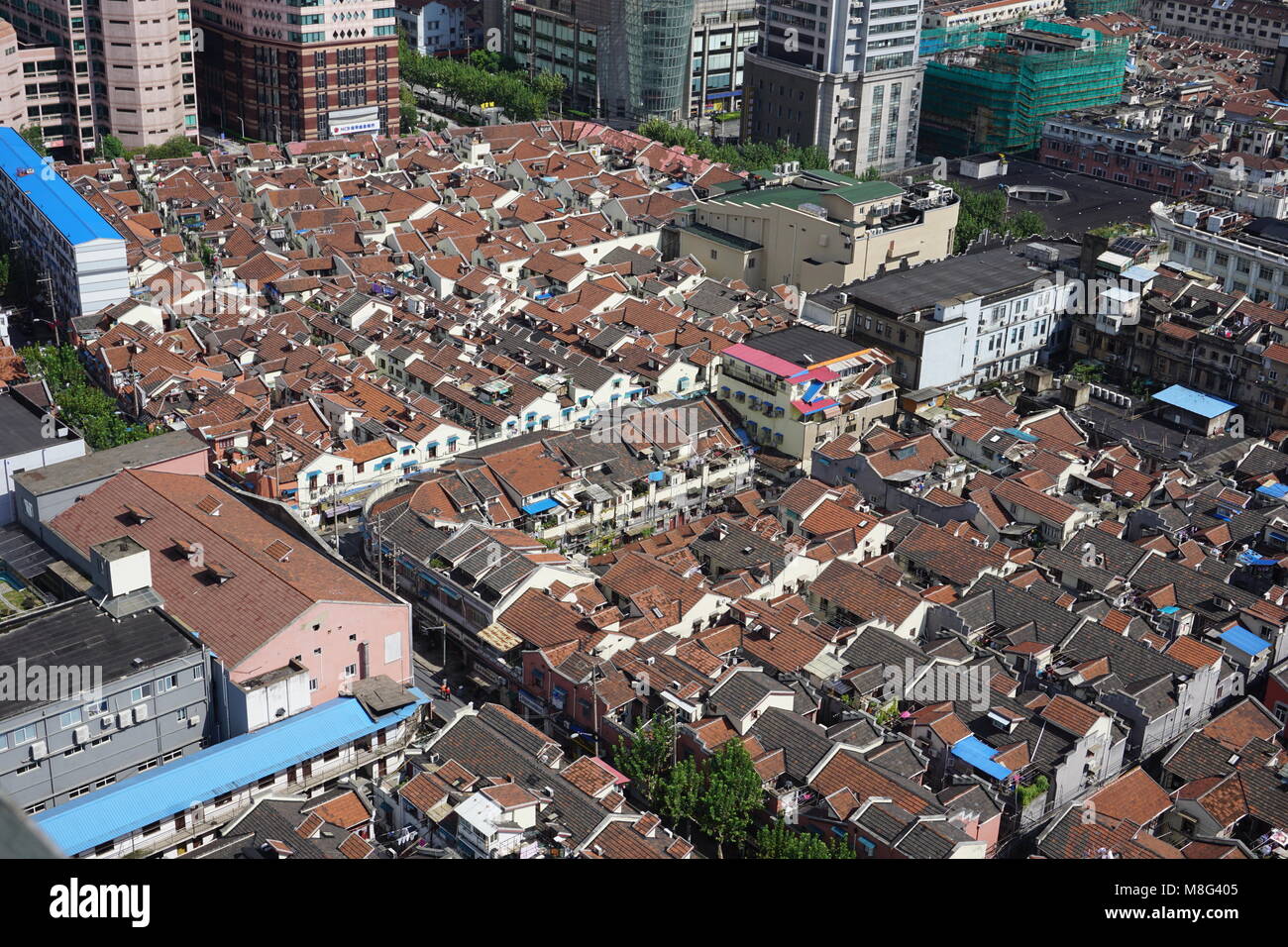 dense old lilting houses in Shanghai, China Stock Photo Alamy