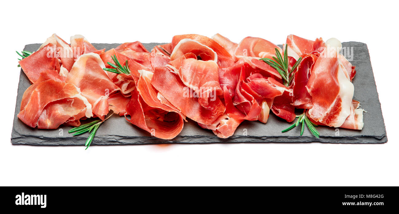 Italian prosciutto crudo or spanish jamon Stock Photo Alamy