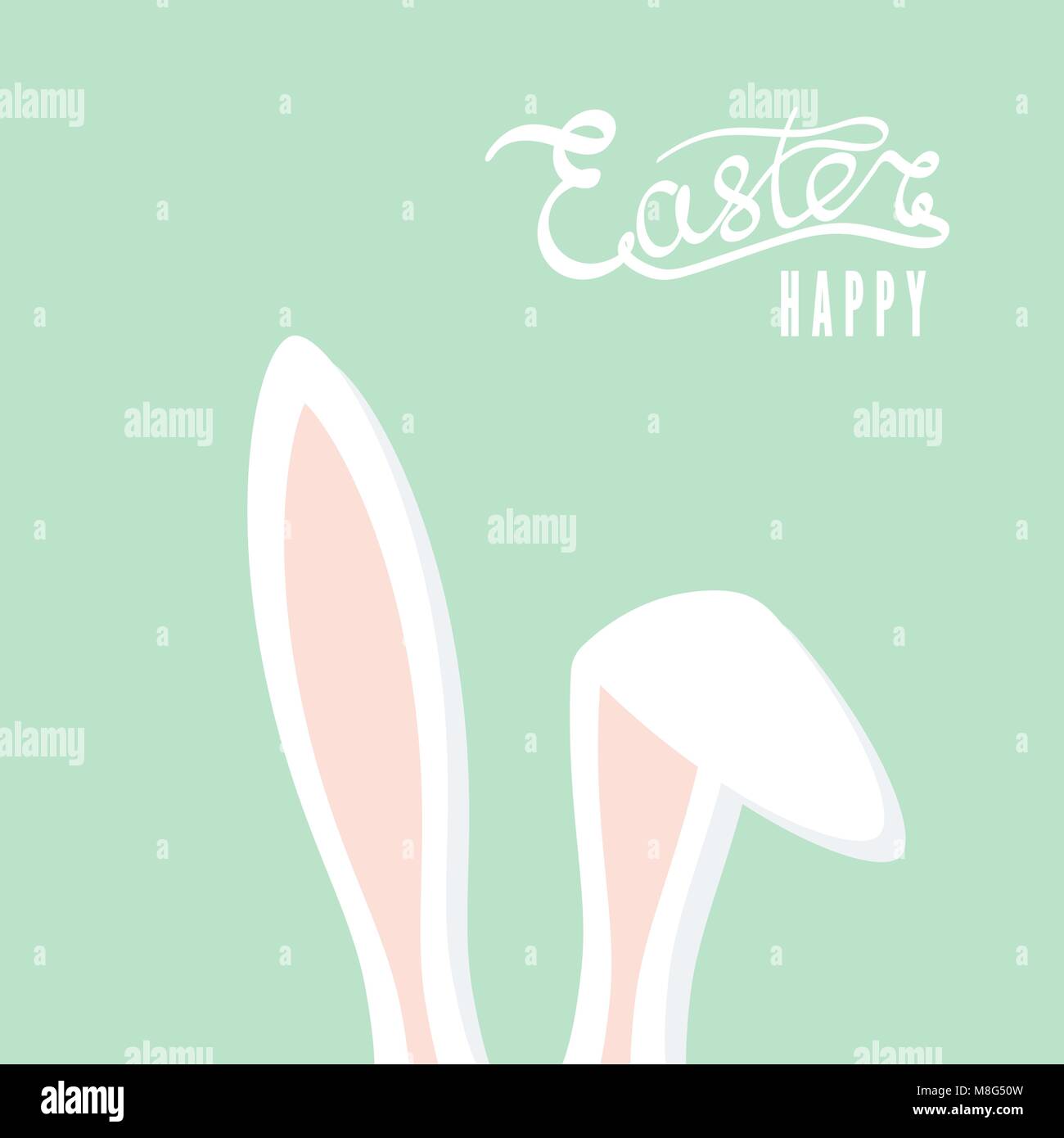 Happy Easter greeting card with rabbit ears. Easter Bunny. Vector illustration Stock Vector