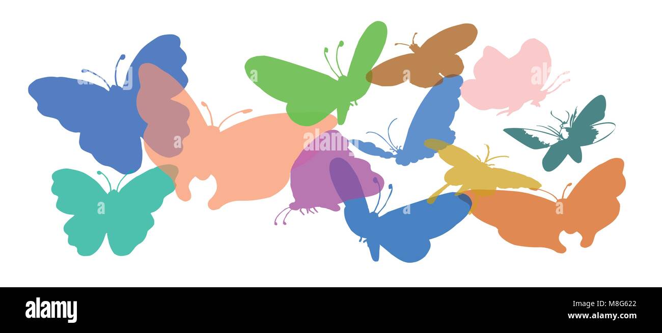 Colorful butterflies on white background Stock Vector Image & Art - Alamy
