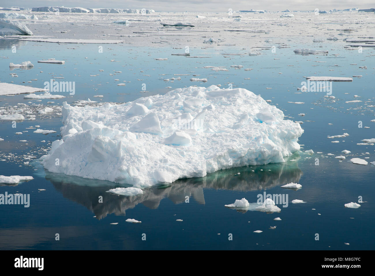 A small iceberg floating in the crystal clear sea in Antarctica Stock ...