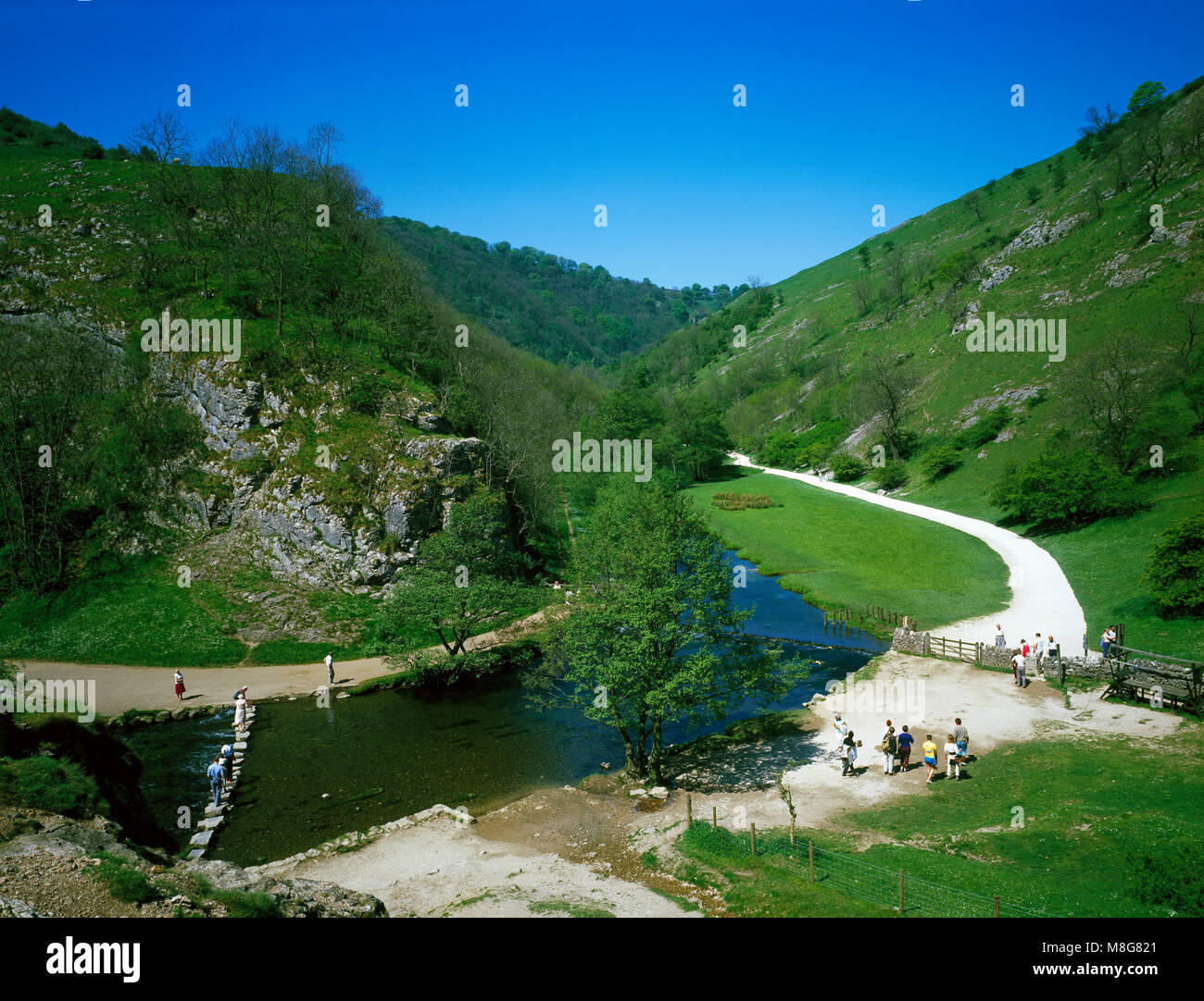 Tourists in Dovedale Derbyshire England UK Stock Photo