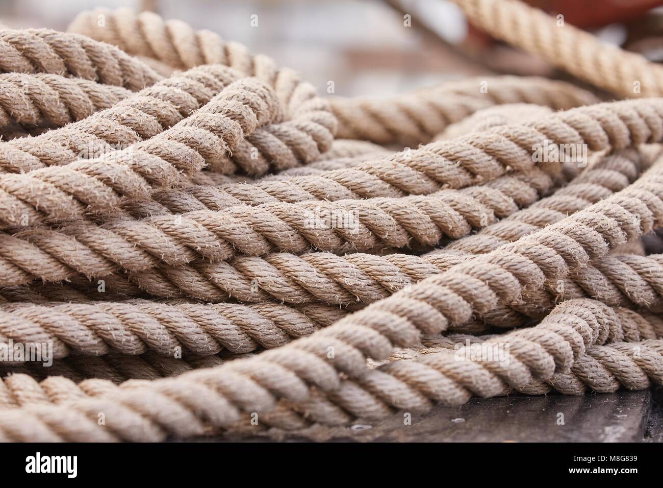 Rope in a pile Stock Photo - Alamy