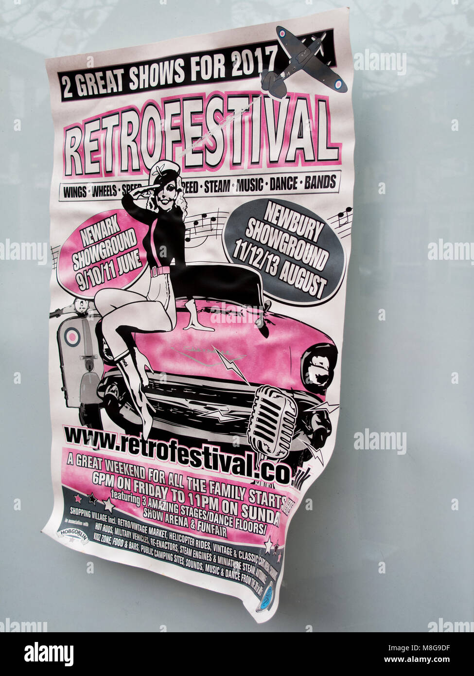 Retrofestival show poster advertising retro festival held at the Newbury showground Stock Photo