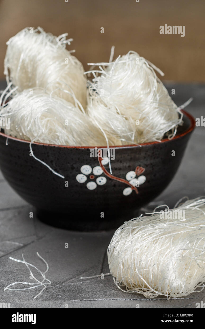 Starch glass noodles (mung beans,potatoes, rice). Asian cuisine. Raw
