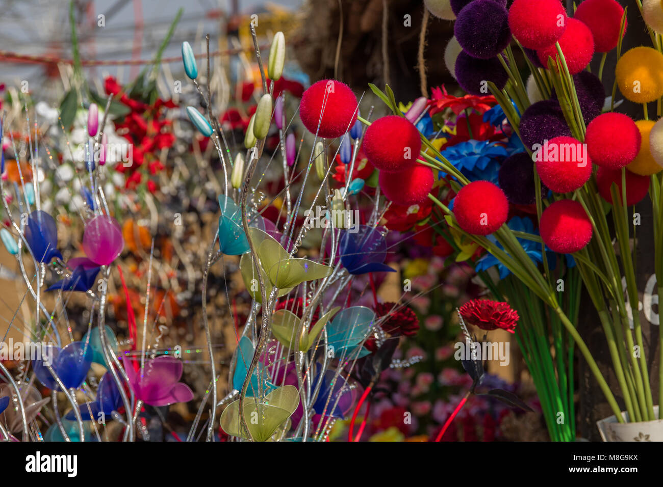 Colorful artificial flora decorative designs Stock Photo Alamy