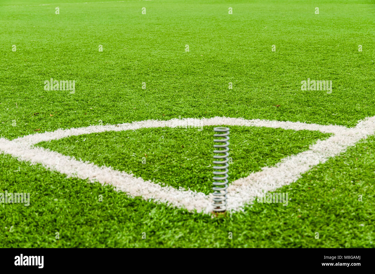 Soccer field corner line on green grass Stock Photo Alamy