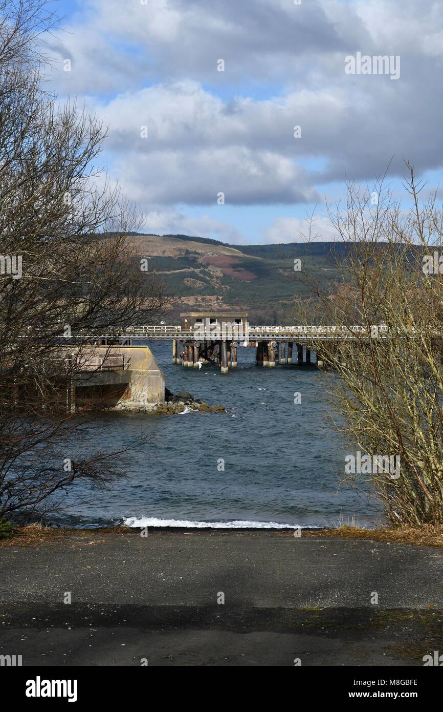 Ramp and jetties at the former Inverkip power station Stock Photo