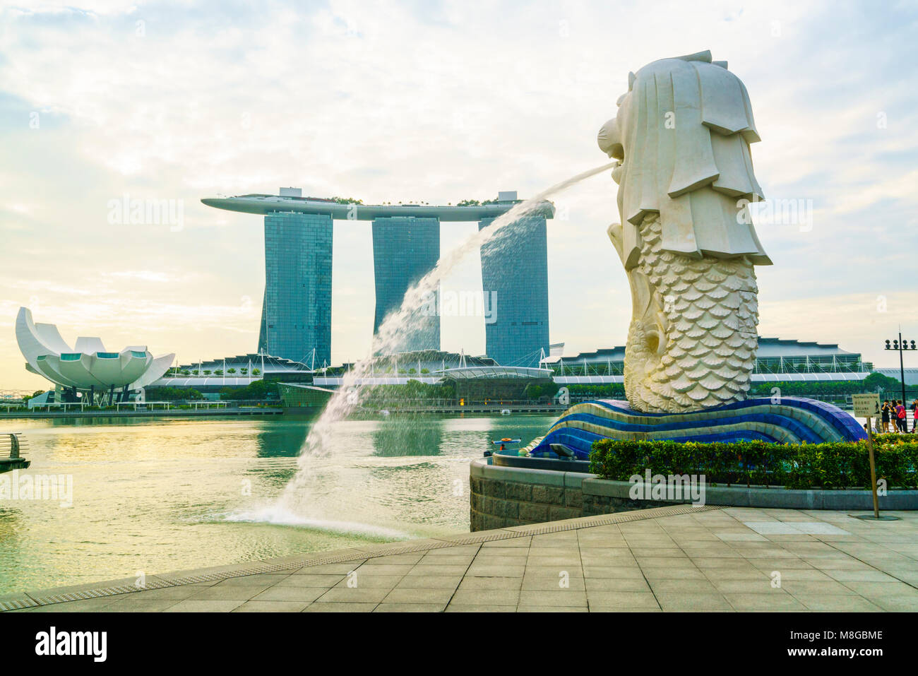 Merlion statue, symbol of Singapore, Marina Bay, Singapore Stock Photo ...