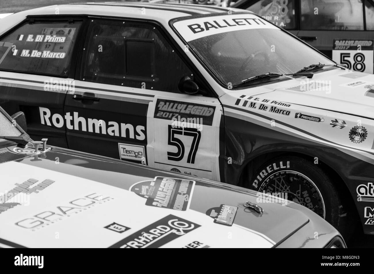 SAN MARINO - OTT 21, 2017 : AUDI QUATTRO A2 1983 in old racing car rally historical race Stock Photo