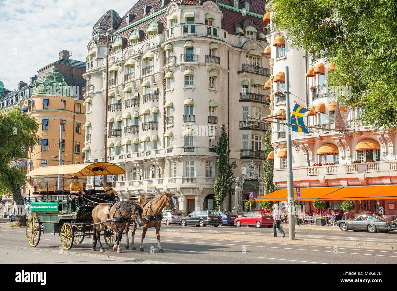 Fashionable street Strandvägen in Stockholm. Some of the most expensive apartments in Sweden are