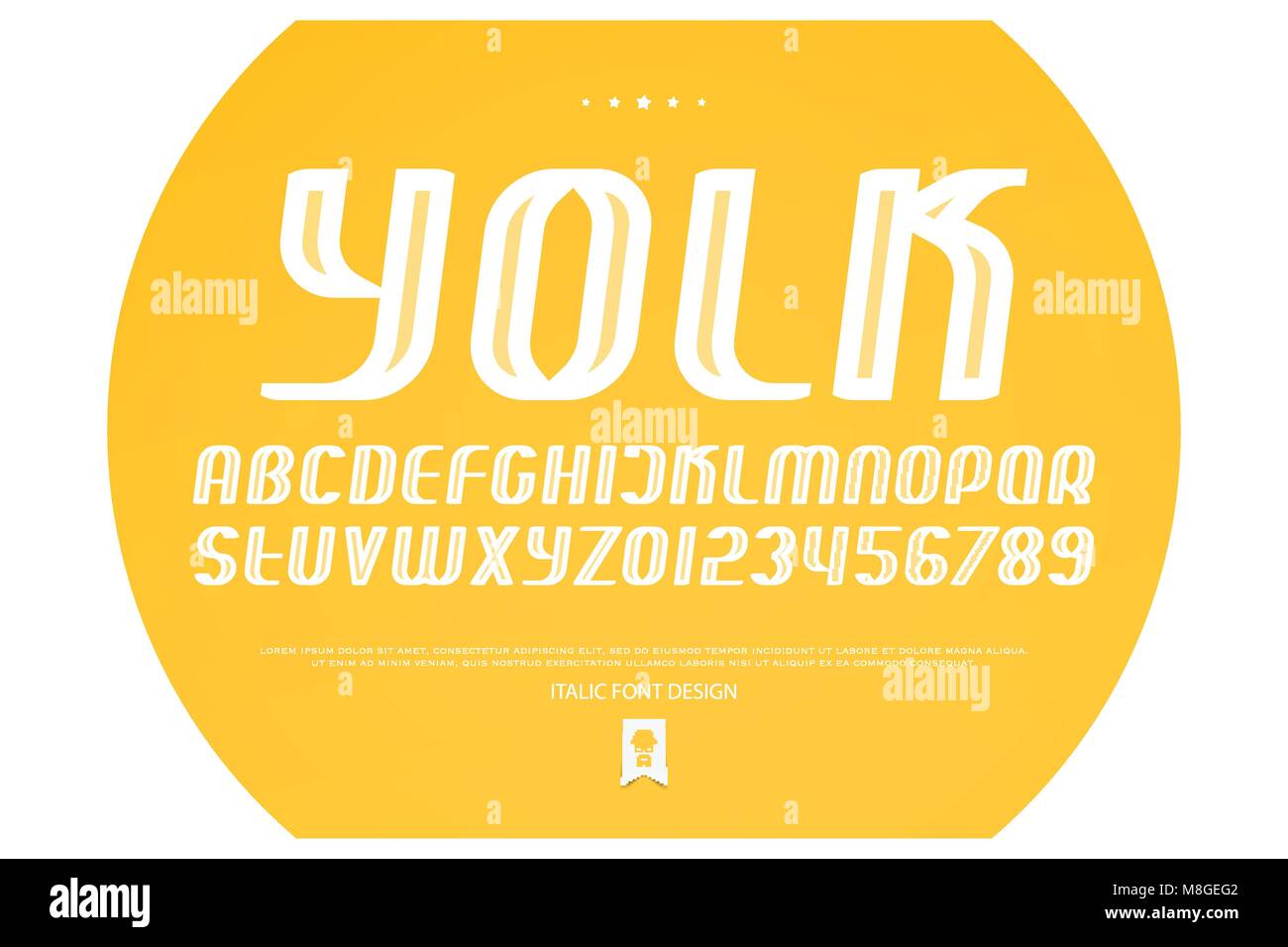 set of italic style alphabet letters and numbers. vector, oblique font