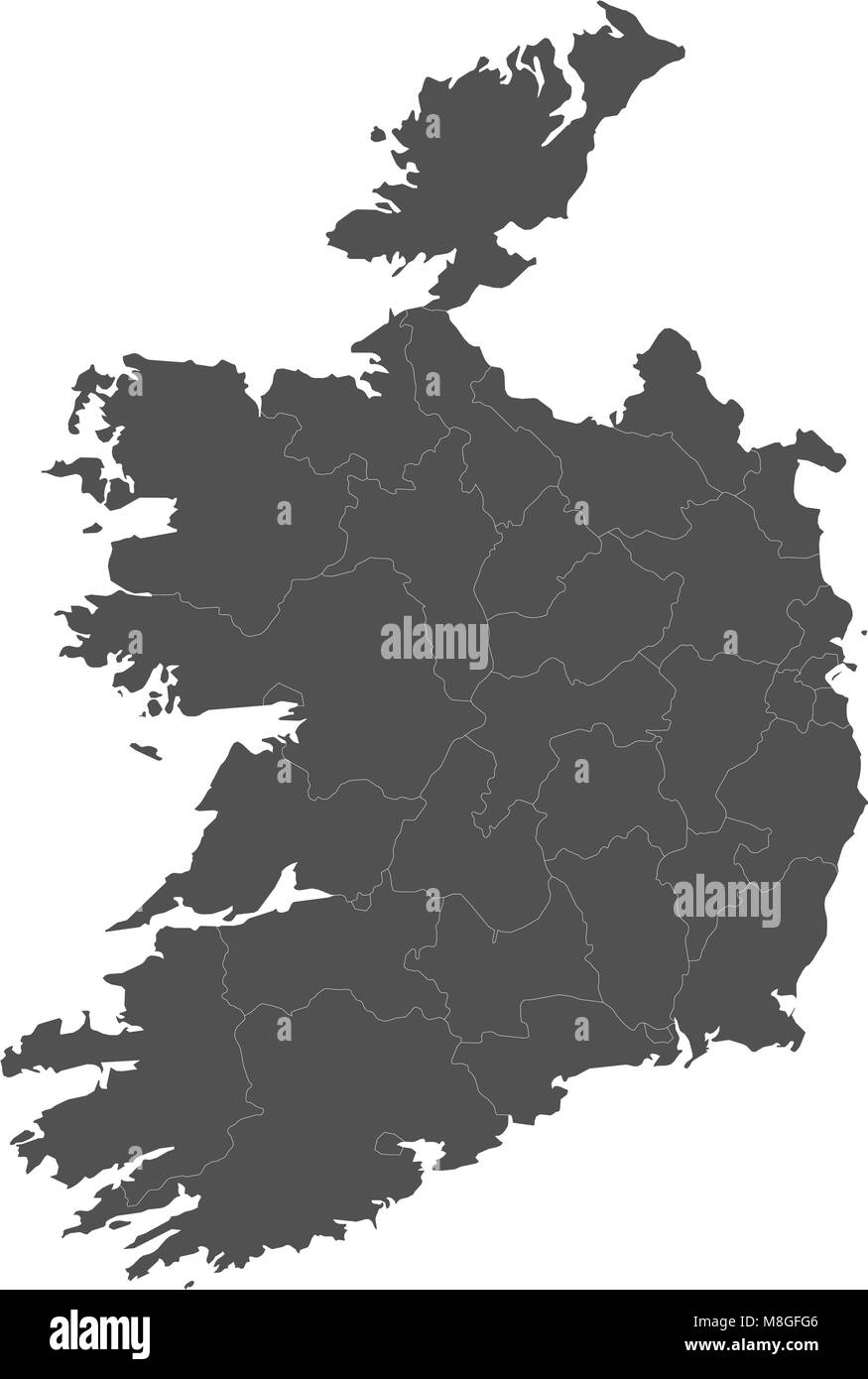 Map of Ireland split into regions Stock Vector Image & Art Alamy