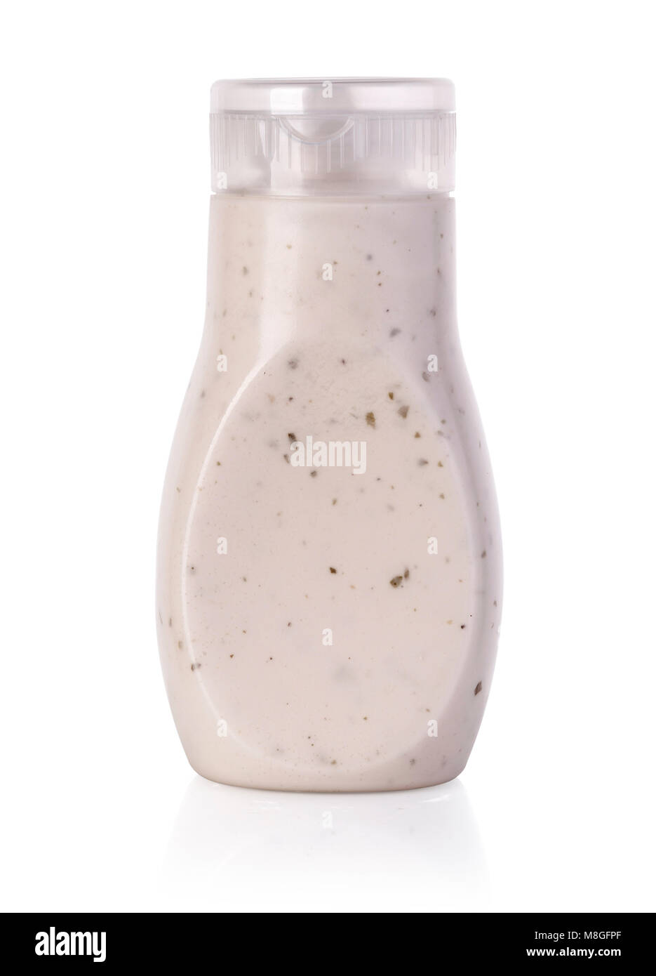 creamy horseradish in bottles isolated on white with clipping path