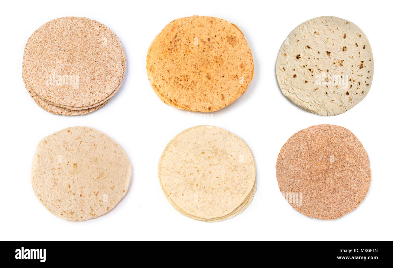 corn tortillas on a white background Stock Photo