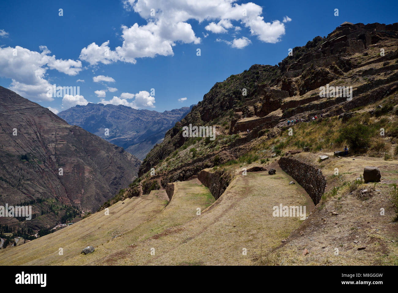 Ruins above city of Pisac, Sacred Valley, Peru Stock Photo
