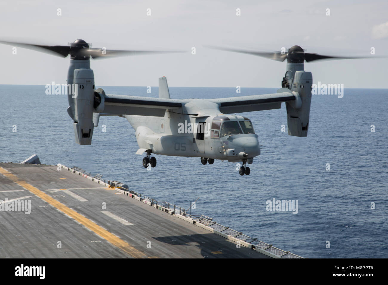 An MV-22B Osprey tiltrotor aircraft with Marine Medium Tiltrotor ...