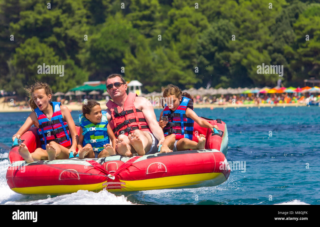 Family water sport adventure on the sea Stock Photo