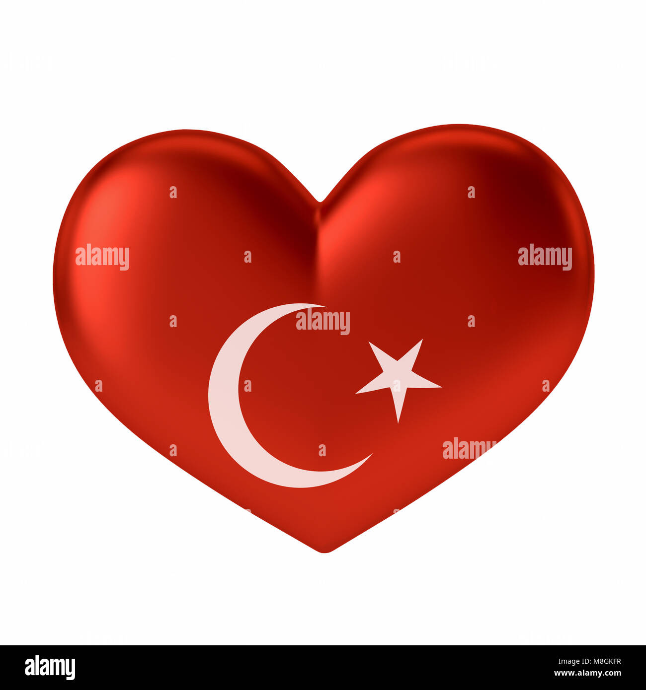Turkey 3D heart shaped flag on white background Stock Photo Alamy