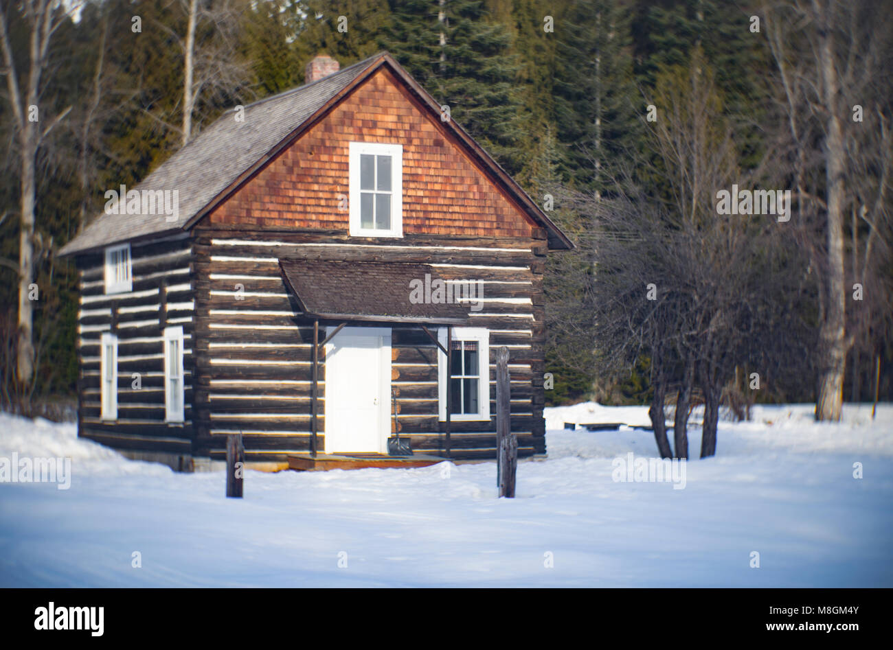 The old Bull River Guard Station homestead, on the East Fork of Bull River, in the Cabinet Mountains, located within the Kootenai National Forest. Stock Photo