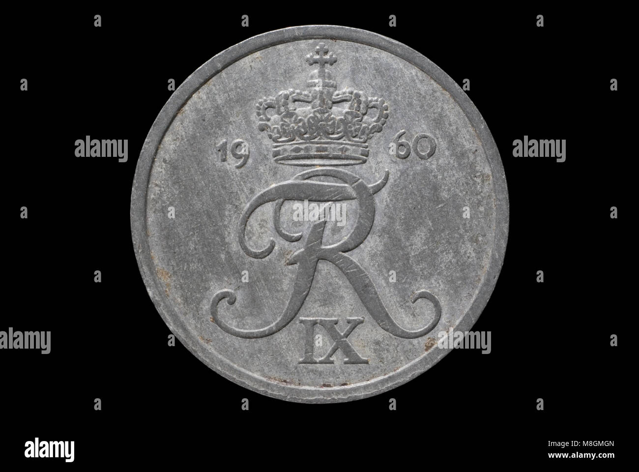 Zinc Coin of Denmark Stock Photo