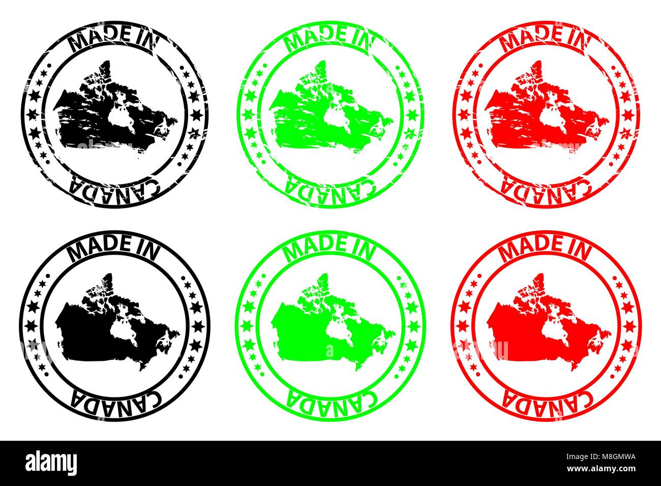 Made in Canada rubber stamp vector, Canada map pattern black
