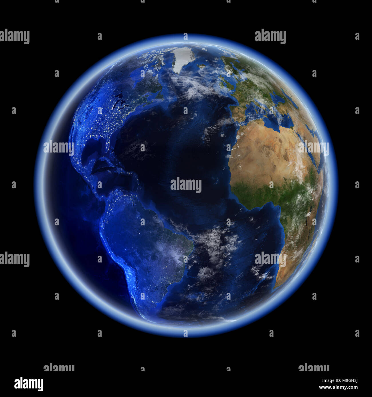 Transatlantic 3d rendering planet Stock Photo