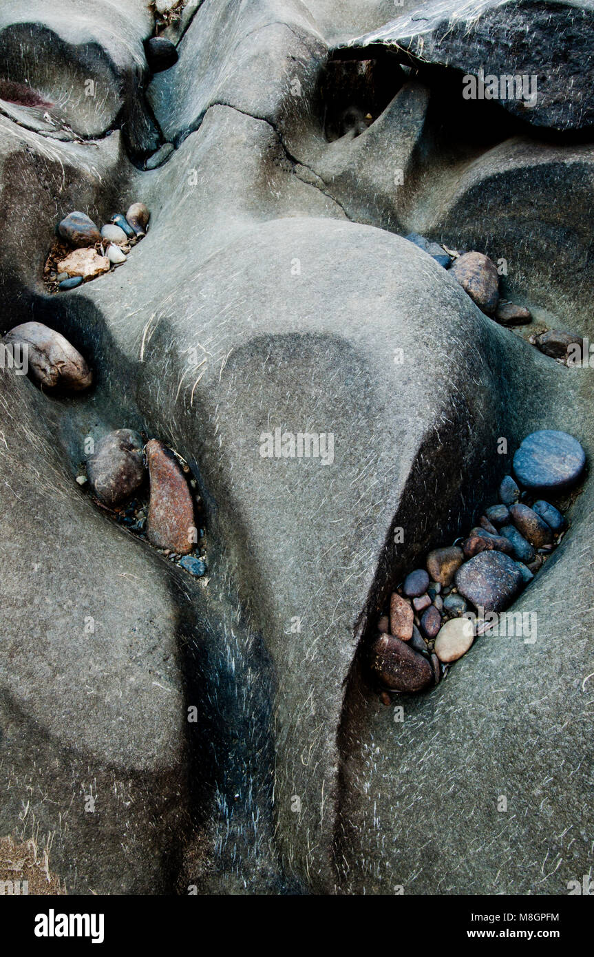 sculpted basalt lava in Black Magic Canyon in the Big Wood River in