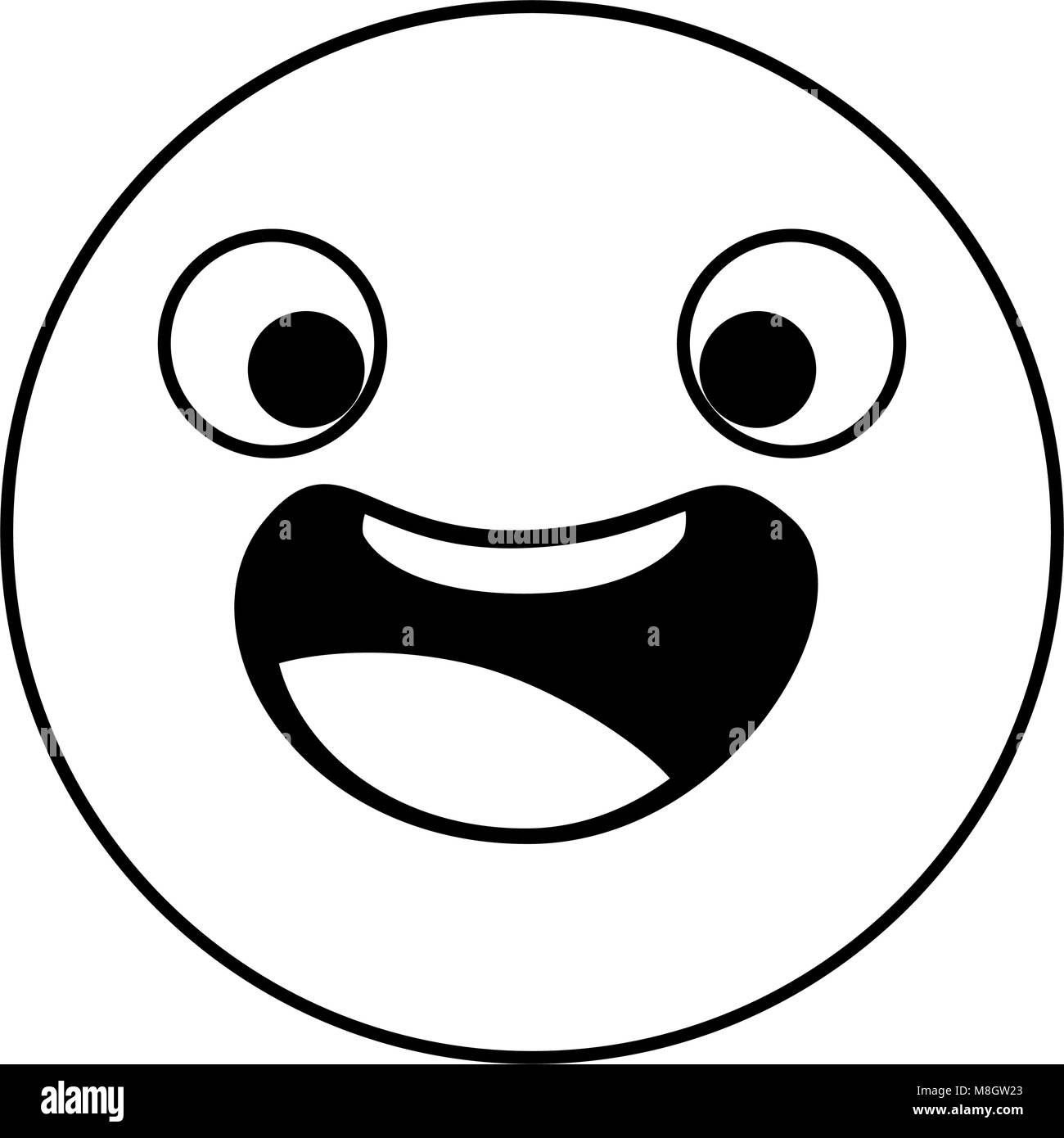 emoticon circular face kawaii character vector illustration design ...