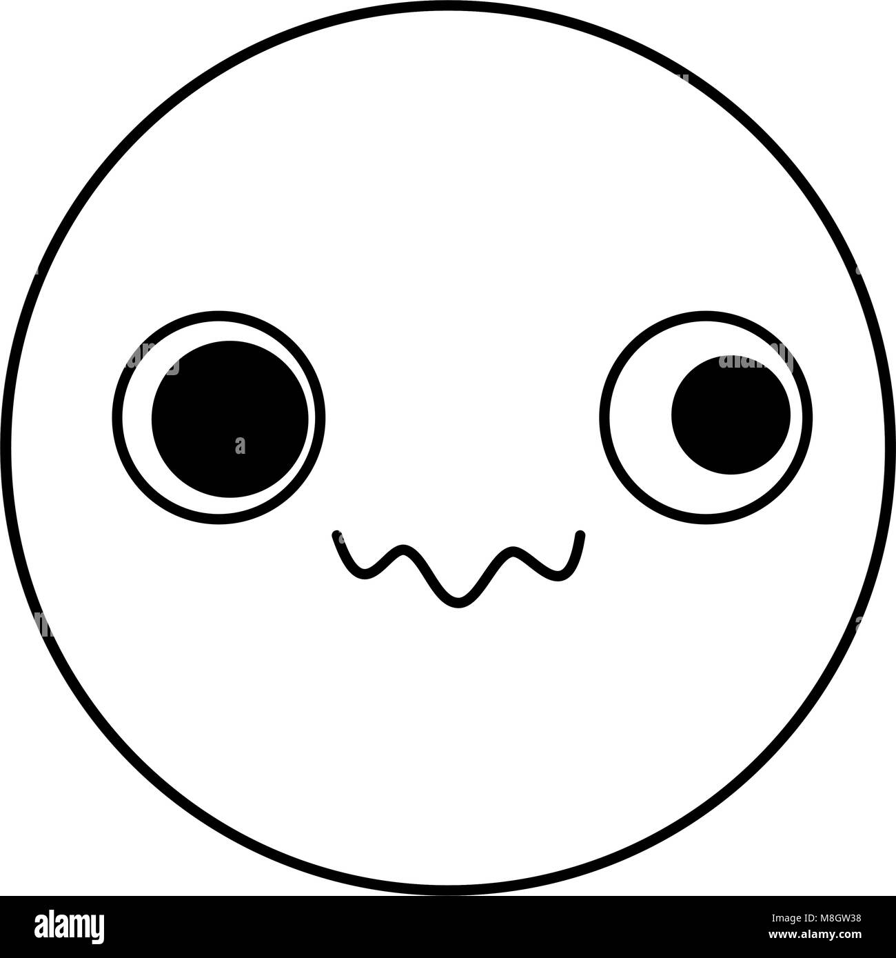 emoticon circular face kawaii character vector illustration design