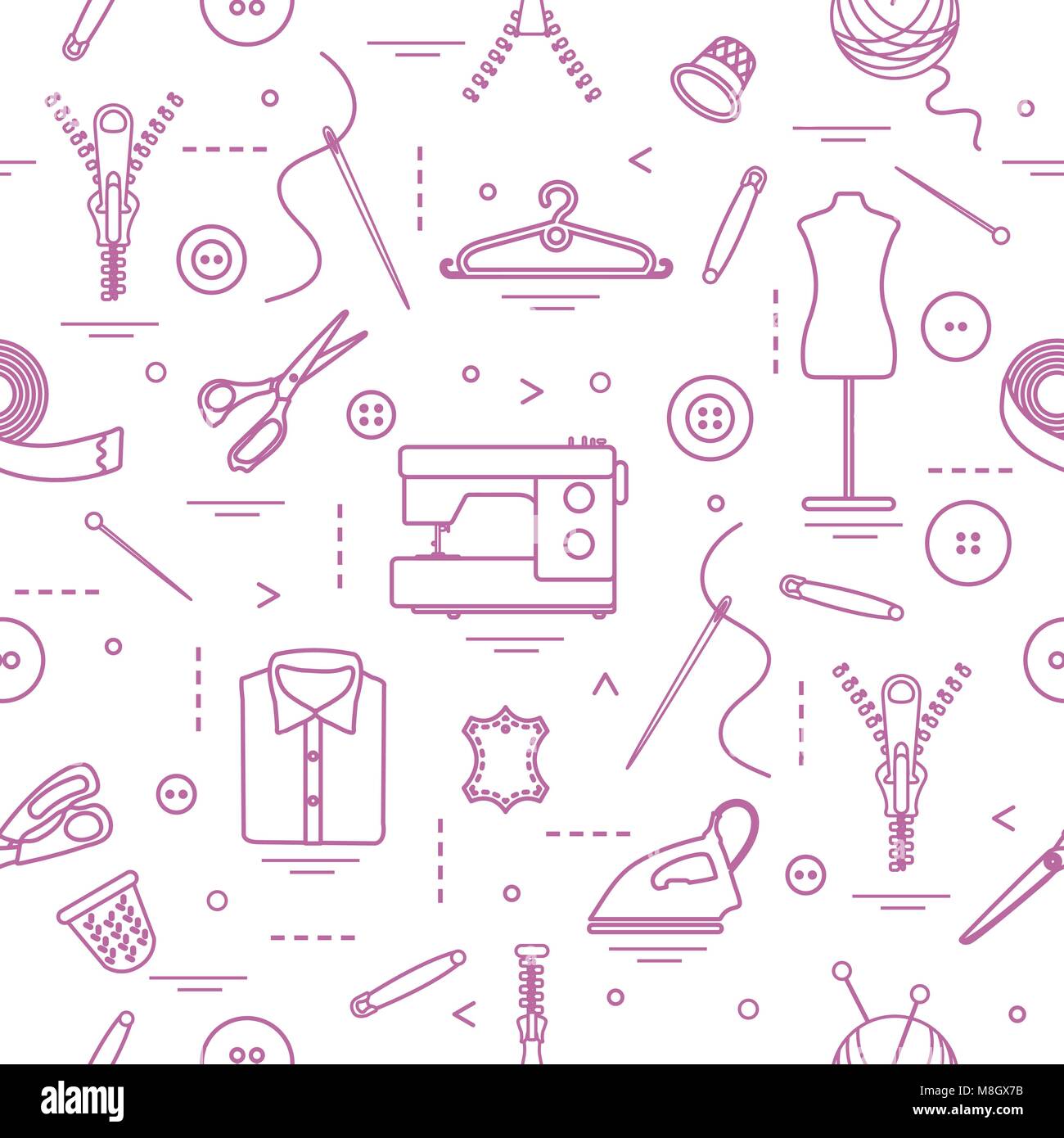 Seamless pattern with tools and accessories for sewing. Template for ...