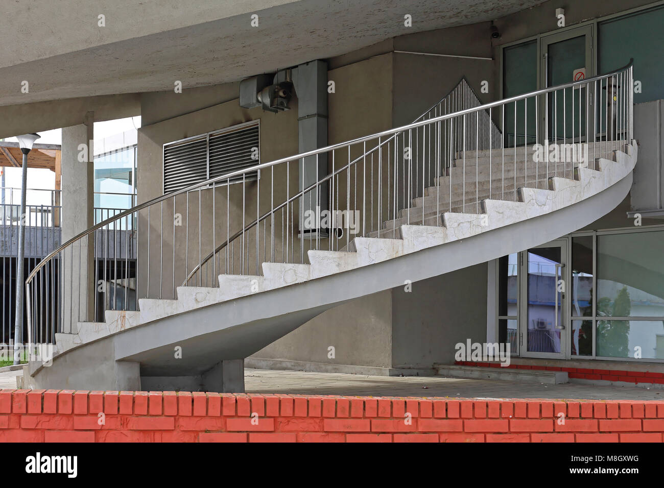 Exterior Concrete Helical Staircase Stairs Stock Photo