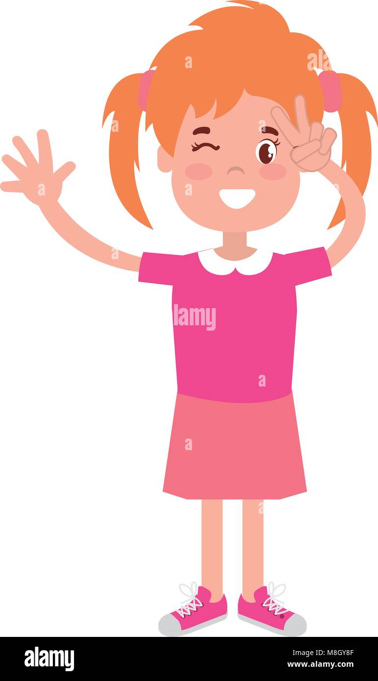 happy little girl character vector illustration design Stock Vector ...