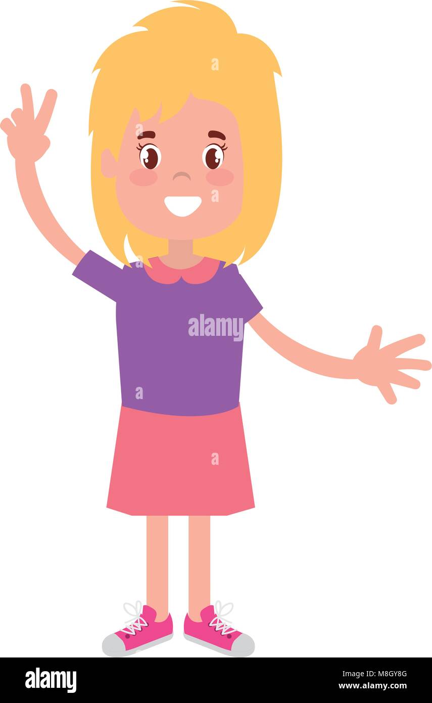happy little girl character vector illustration design Stock Vector ...