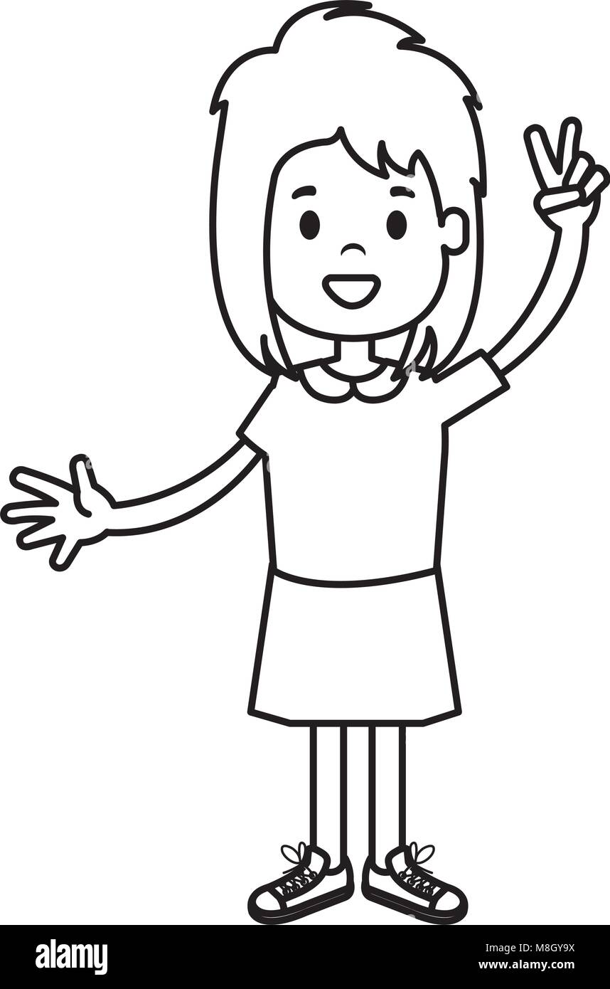 happy little girl character vector illustration design Stock Vector ...