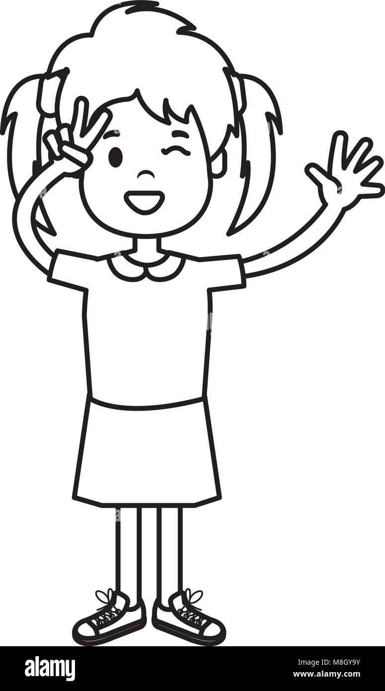 happy little girl character vector illustration design Stock Vector ...