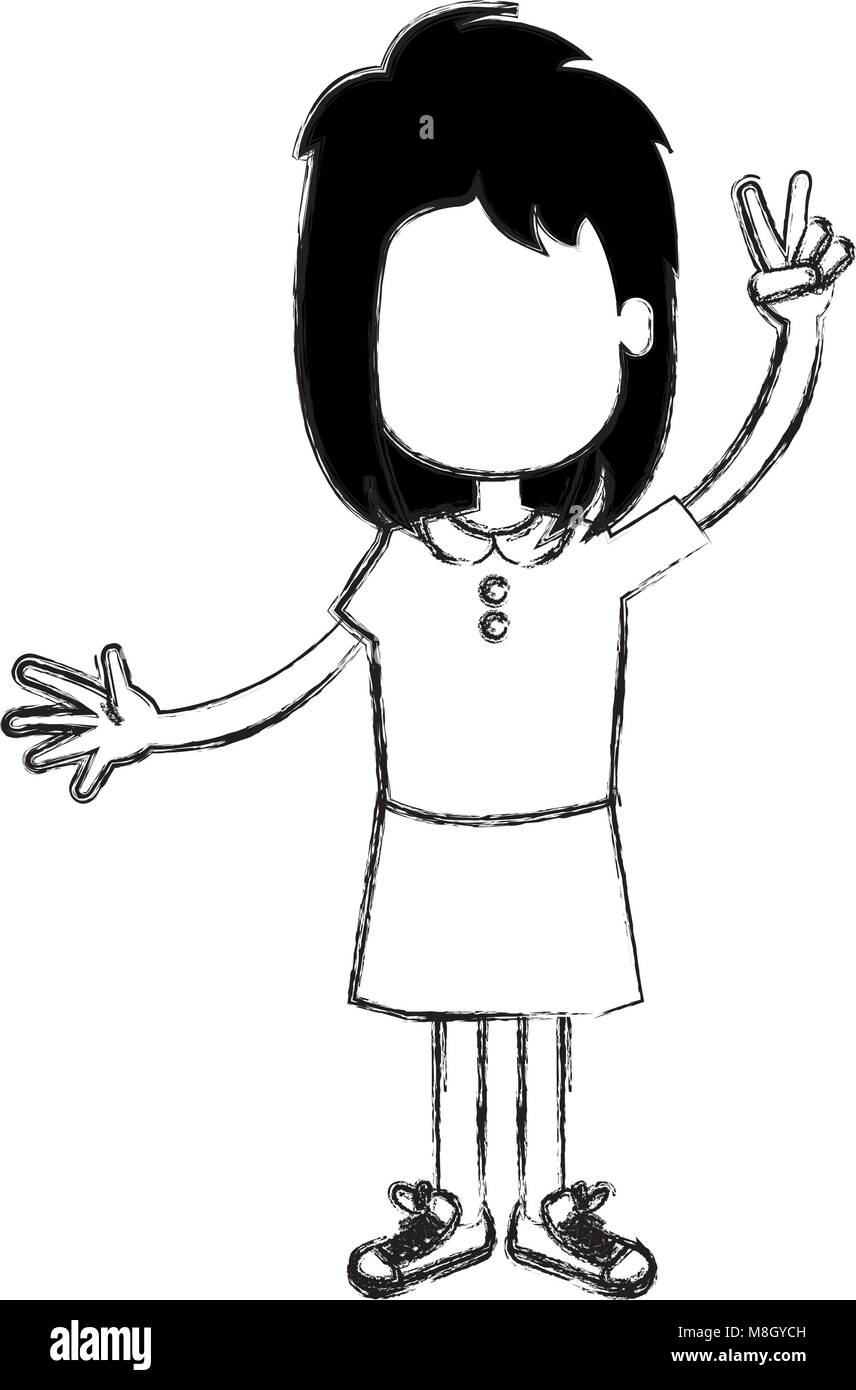 happy little girl character vector illustration design Stock Vector ...