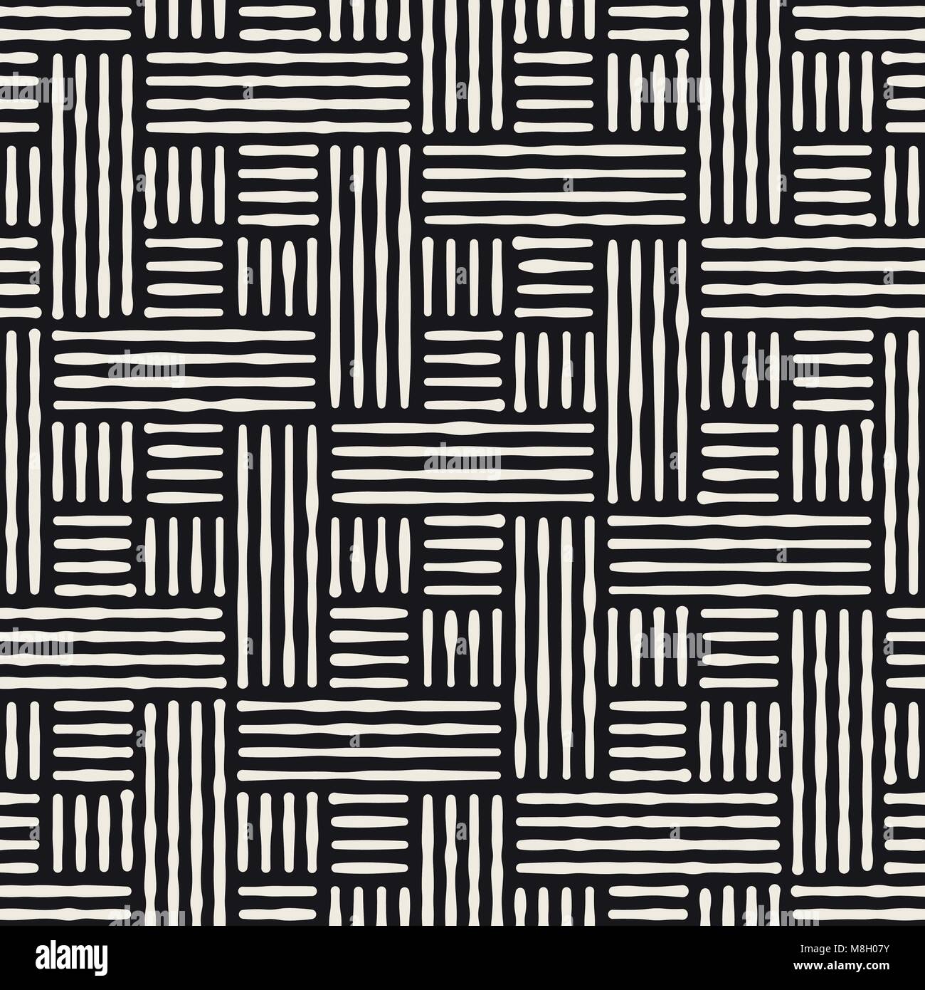 Hand drawn striped seamless pattern with brushstrokes tiling. Abstract ...