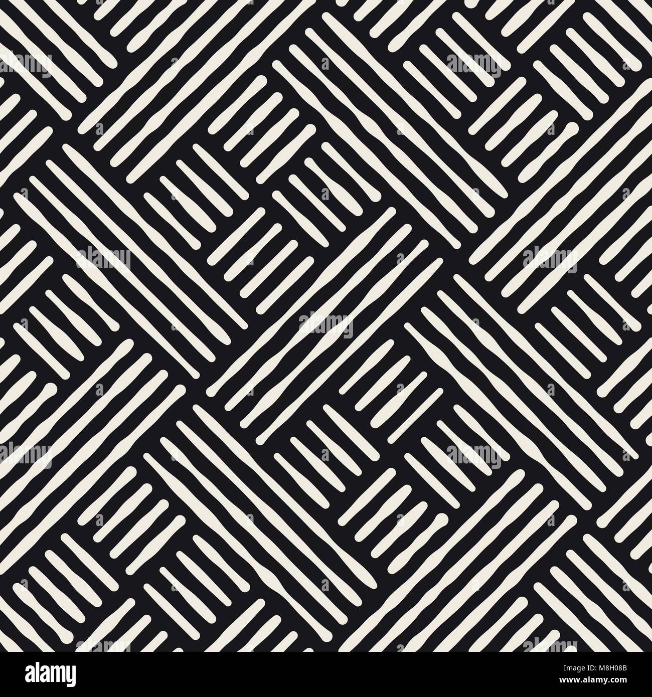 Hand drawn striped seamless pattern with brushstrokes tiling. Abstract ...