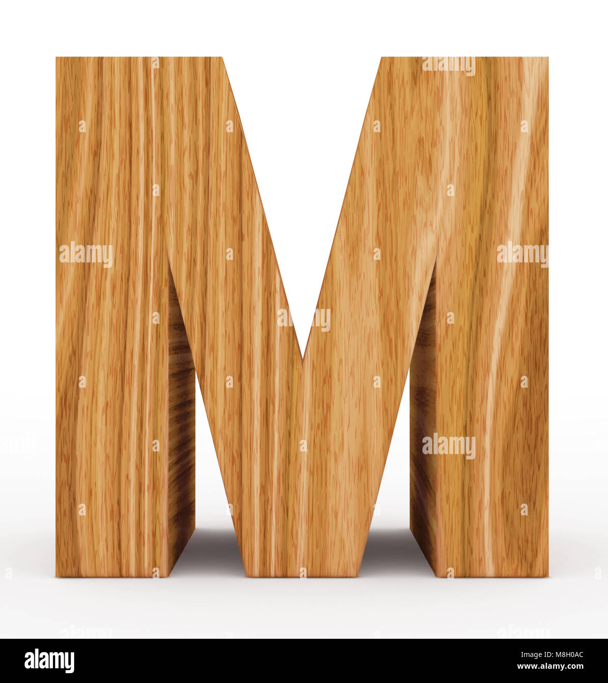 letter M 3d wooden isolated on white - 3d rendering Stock Photo - Alamy